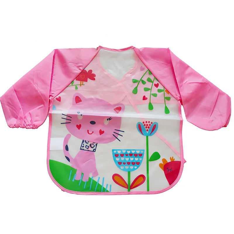 Imported Long Sleeve Waterproof Baby Feeding Children Plastic Apron Bib Toddler