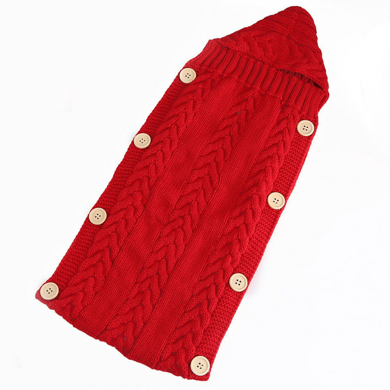 Imported Baby Winter Warm Knit Plush Sleeping Bag With Hood Swaddle Wrap for 0-6 Months