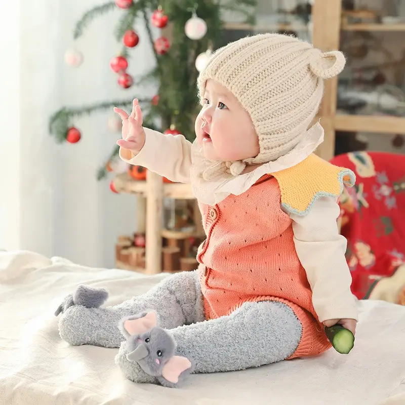 Imported Baby Soft Winter Plush Socks Cute Character Warm Middle Stockings for 0-12 Months