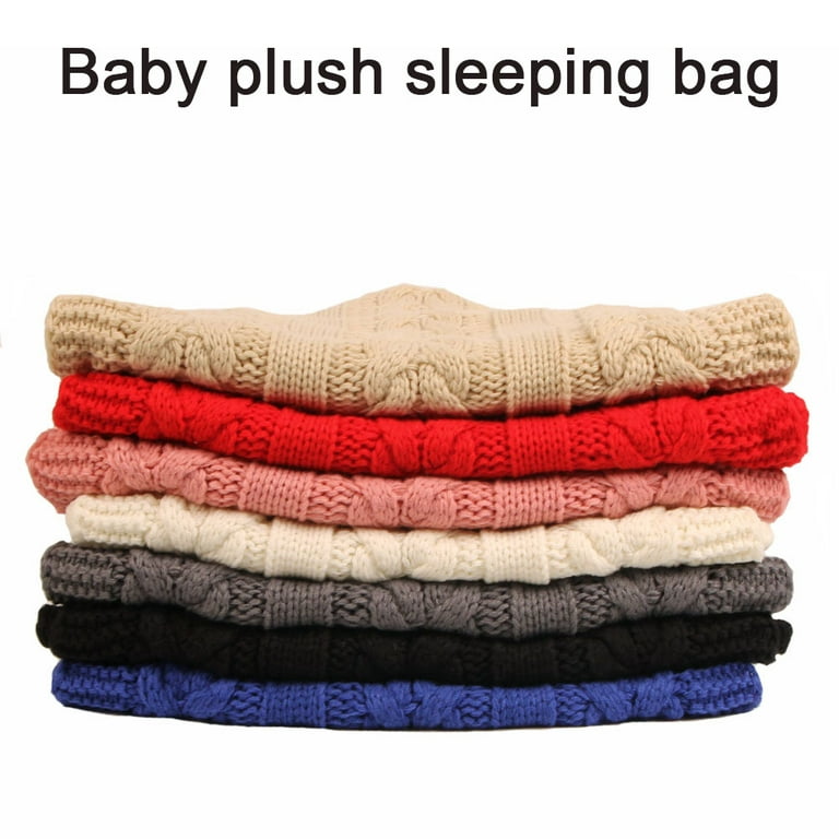 Imported Baby Winter Warm Knit Plush Sleeping Bag With Hood Swaddle Wrap for 0-6 Months