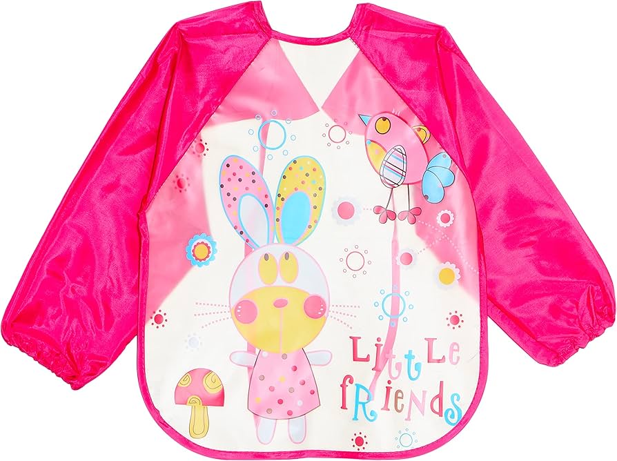 Imported Long Sleeve Waterproof Baby Feeding Children Plastic Apron Bib Toddler