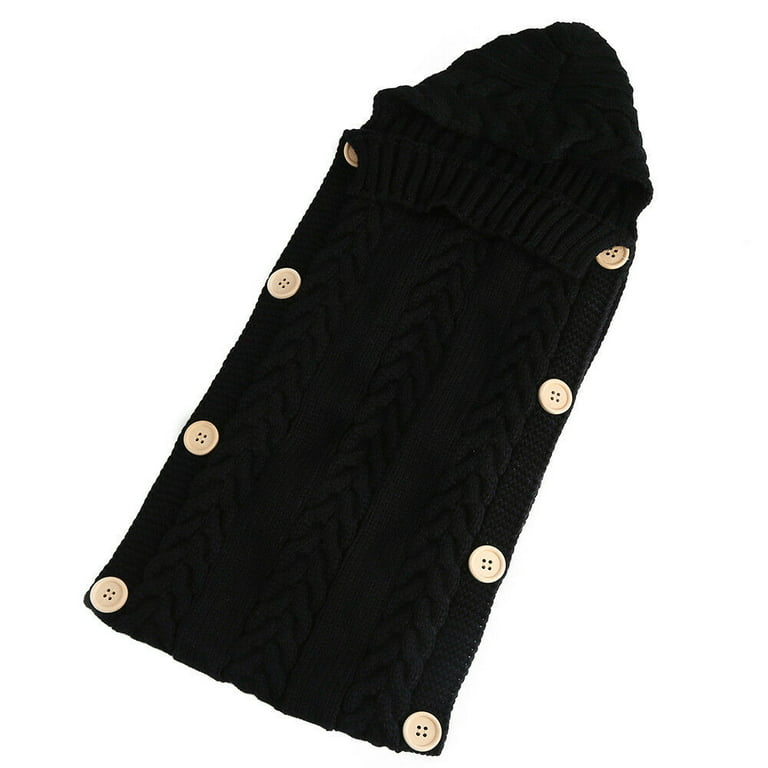 Imported Baby Winter Warm Knit Plush Sleeping Bag With Hood Swaddle Wrap for 0-6 Months