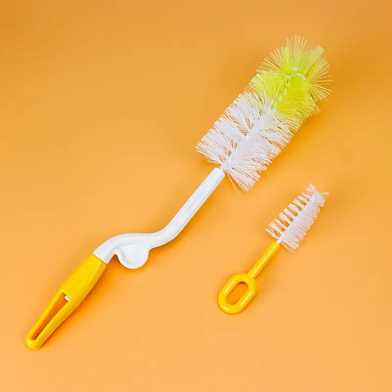 Imported 2 Pcs Rotating Nylon Bottle Brush & Nipple Brush Feeder Brush Set