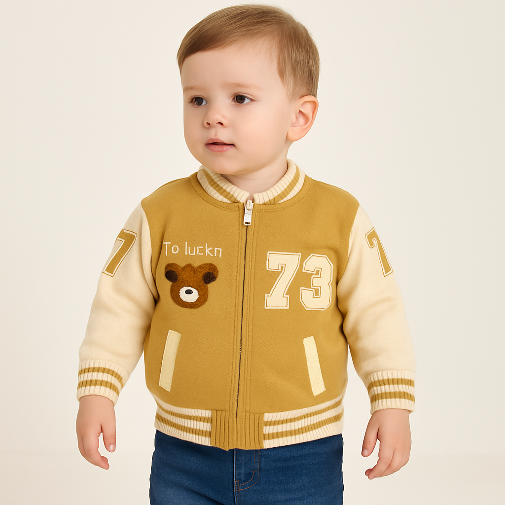 Imported 1 Pc Baby Kids Winter Cute Bear Rabbit Wool Warm Zipper Sweater Long Sleeve for 6 Months - 3 Years