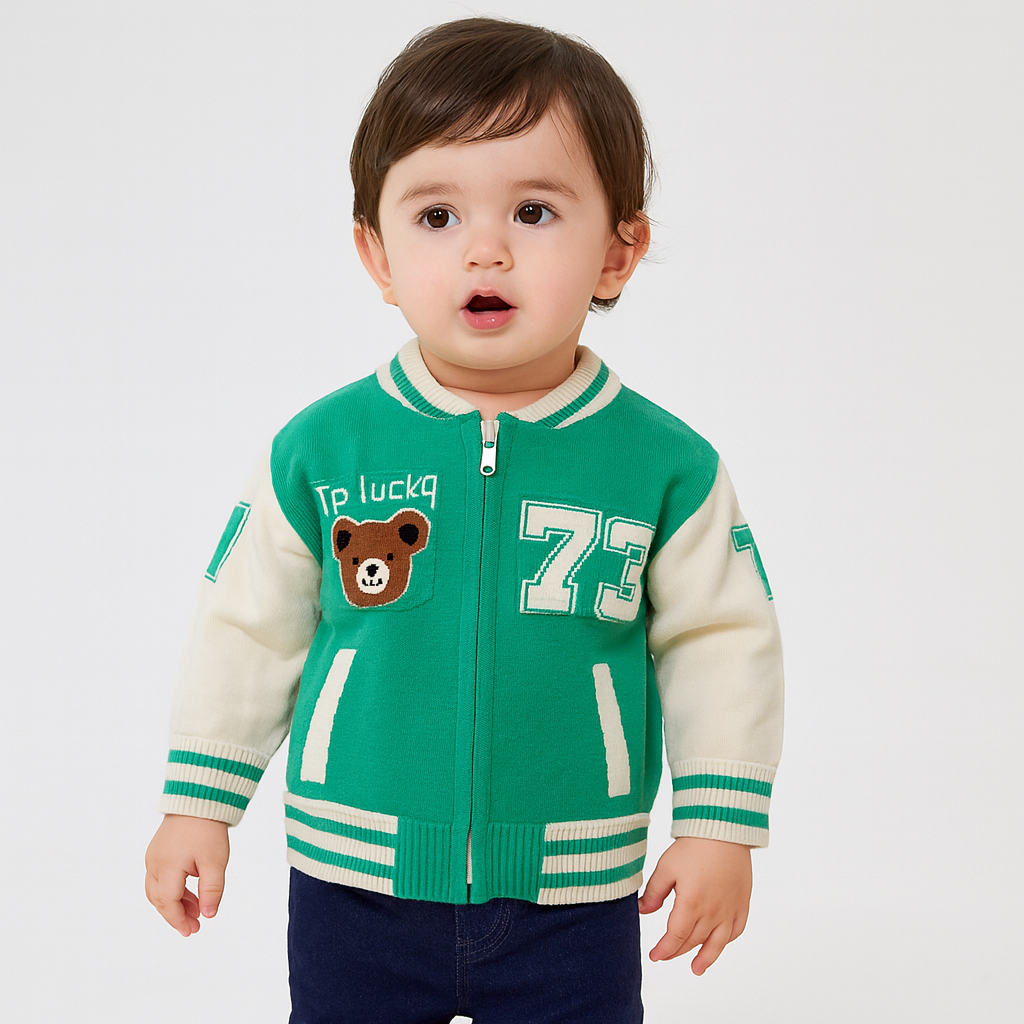 Imported 1 Pc Baby Kids Winter Cute Bear Rabbit Wool Warm Zipper Sweater Long Sleeve for 6 Months - 3 Years