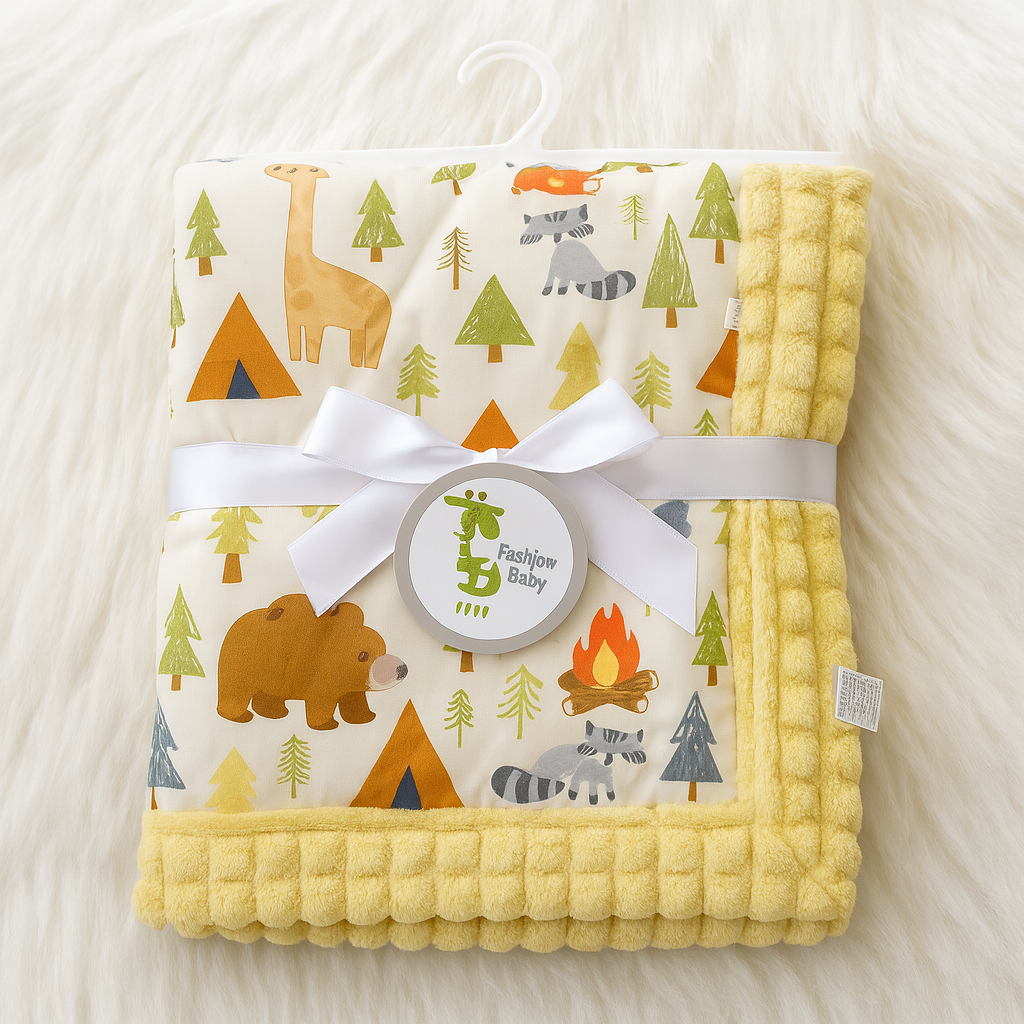 Imported Baby Cute Double Side Coral Fleece Popped Up Character Printed Baby Blanket for 0-3 Years