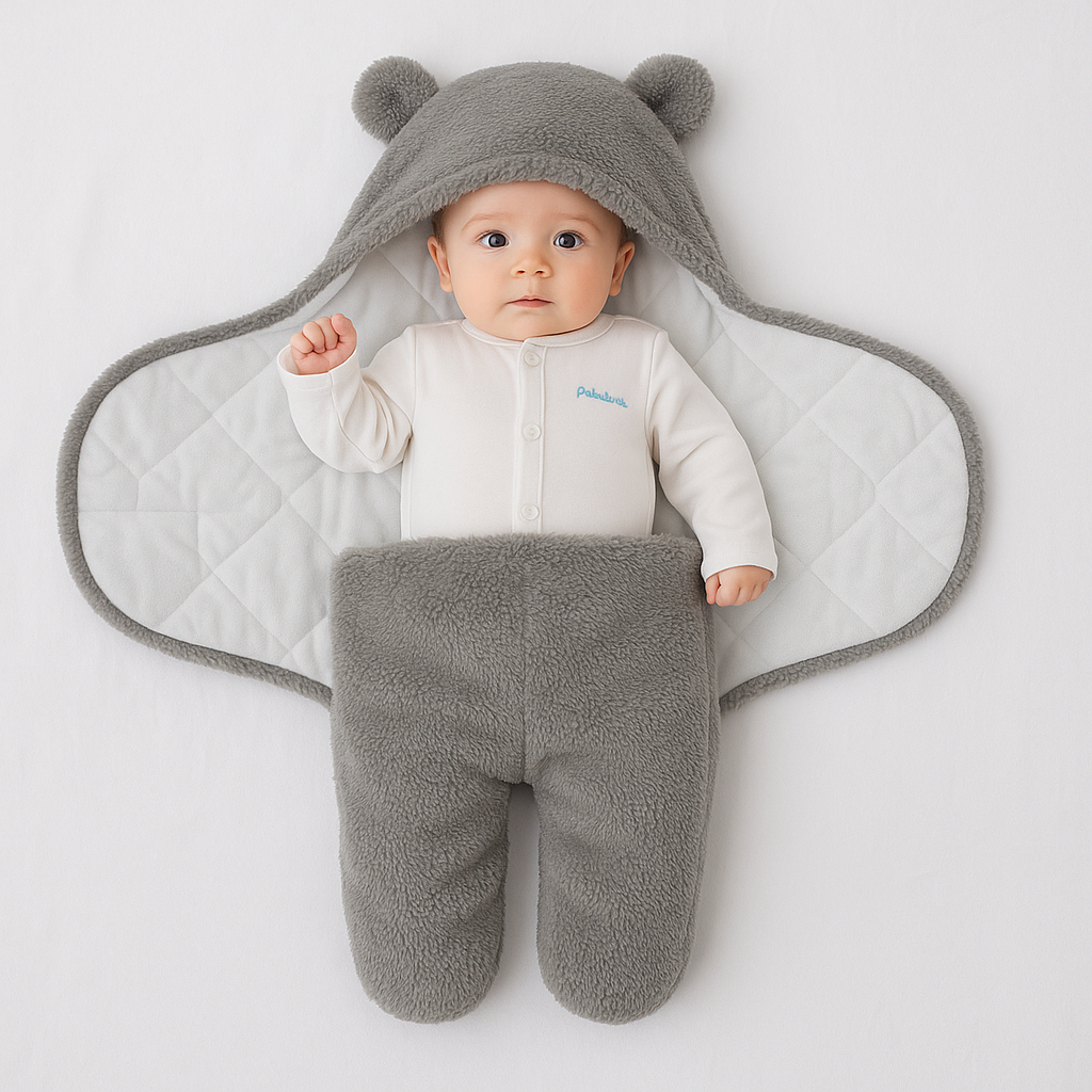 Imported Winter Baby Sleeping Bag Flannel Swaddle Wrap with Legs and Hood Receiving Blanket Sleeping Bag for 0-9 Months