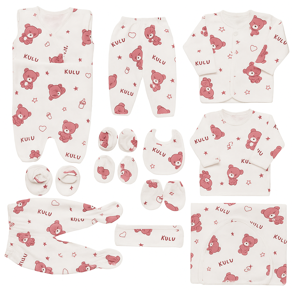 Imported Newborn Cute Bear Baby Set 11 Pcs Full Sleeves Winter Starter Set for 0-6 Months