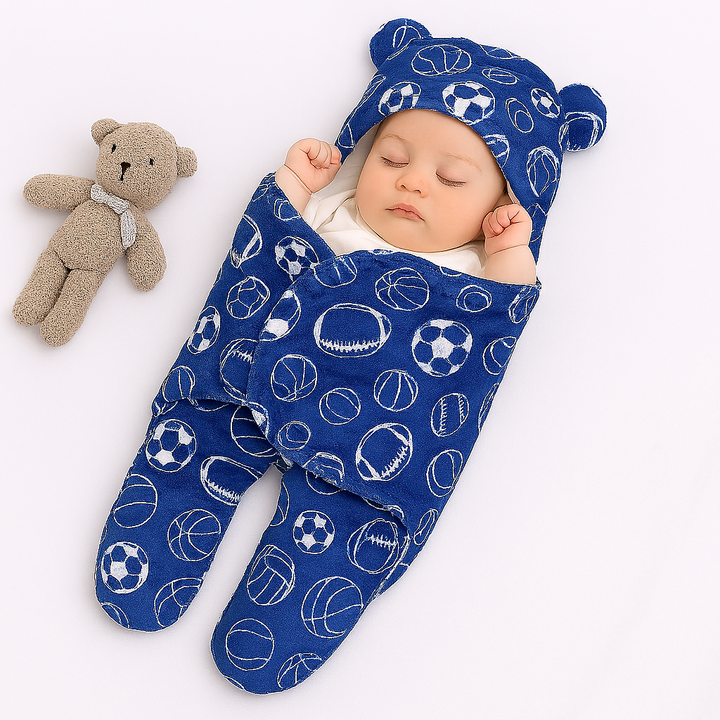 Imported Winter Baby Sleeping Bag Flannel Swaddle Wrap with Legs and Hood Receiving Blanket Sleeping Bag for 0-6 Months