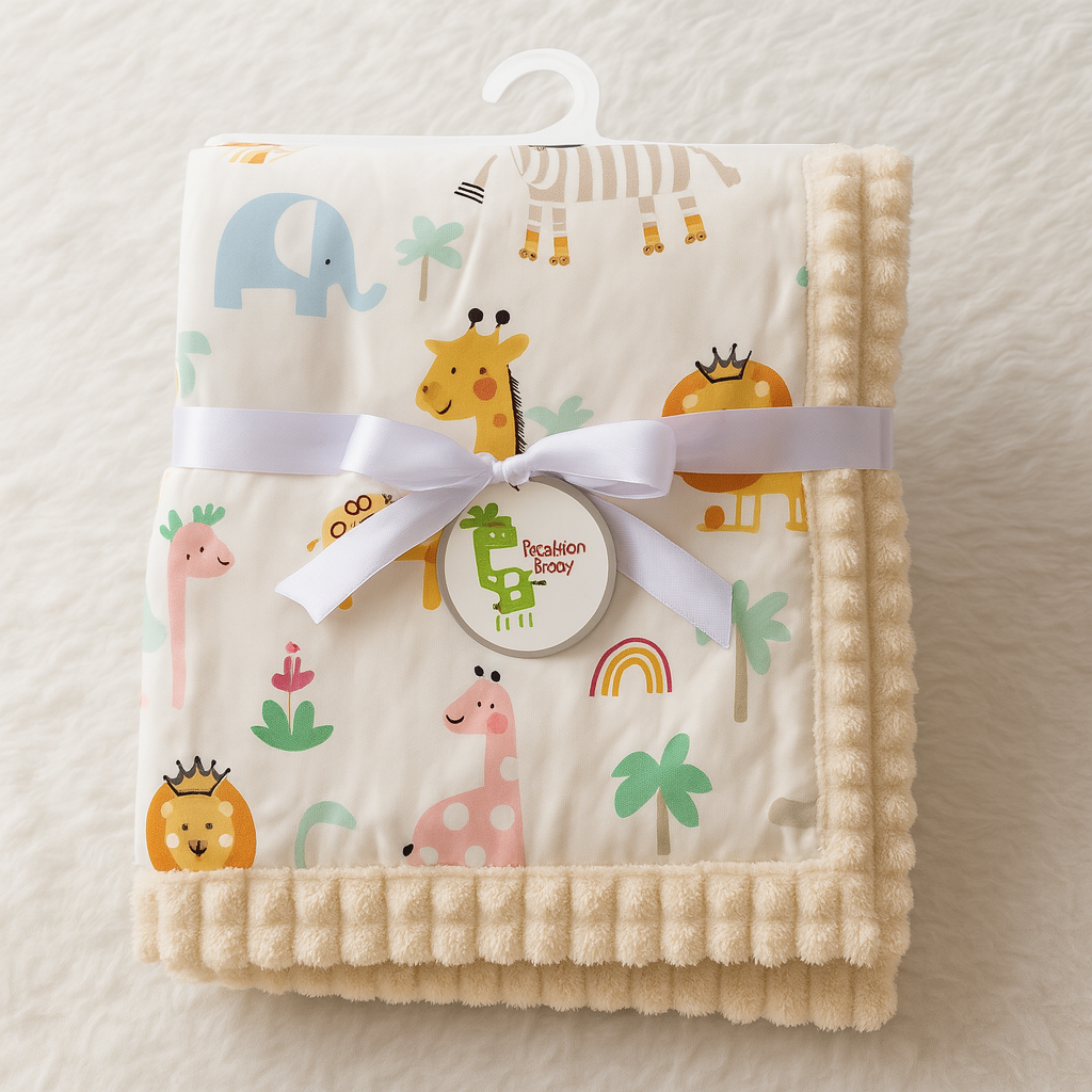Imported Baby Cute Double Side Coral Fleece Popped Up Character Printed Baby Blanket for 0-3 Years