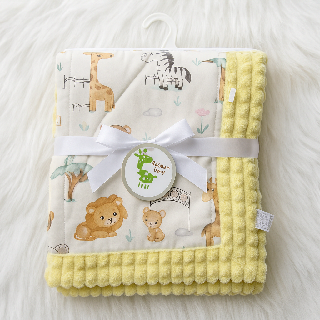 Imported Baby Cute Double Side Coral Fleece Popped Up Character Printed Baby Blanket for 0-3 Years