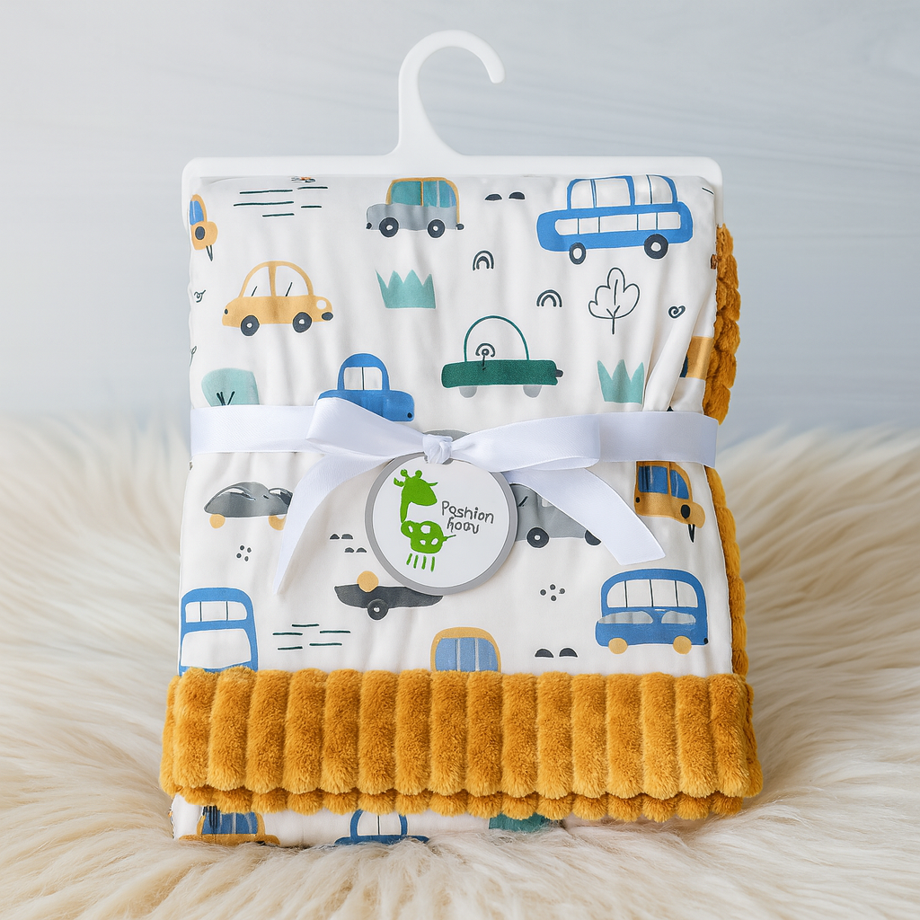Imported Baby Cute Double Side Coral Fleece Popped Up Character Printed Baby Blanket for 0-3 Years