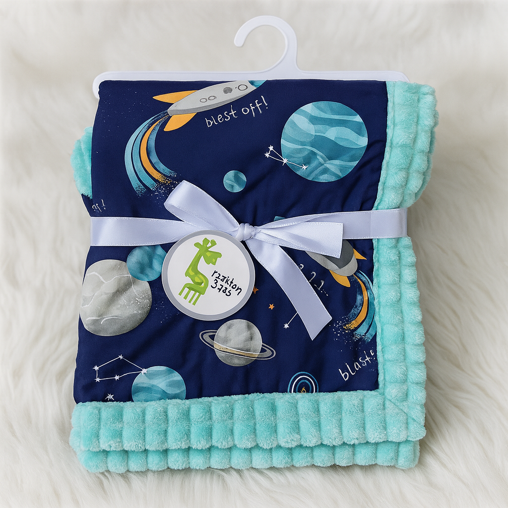 Imported Baby Cute Double Side Coral Fleece Popped Up Character Printed Baby Blanket for 0-3 Years
