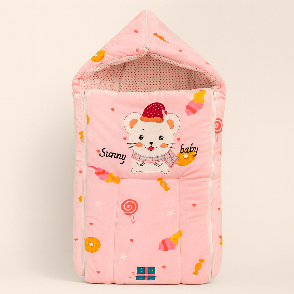 Imported Baby Cute Bunny Warm and Soft Hooded Polyester filled Sleeping Carry Nest For 0-6 Months