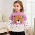 Imported Baby Girls Winter Cute Bear Bow Rabbit Wool Warm Sweaters Long Sleeve Pullover for 6 Months - 4 Years
