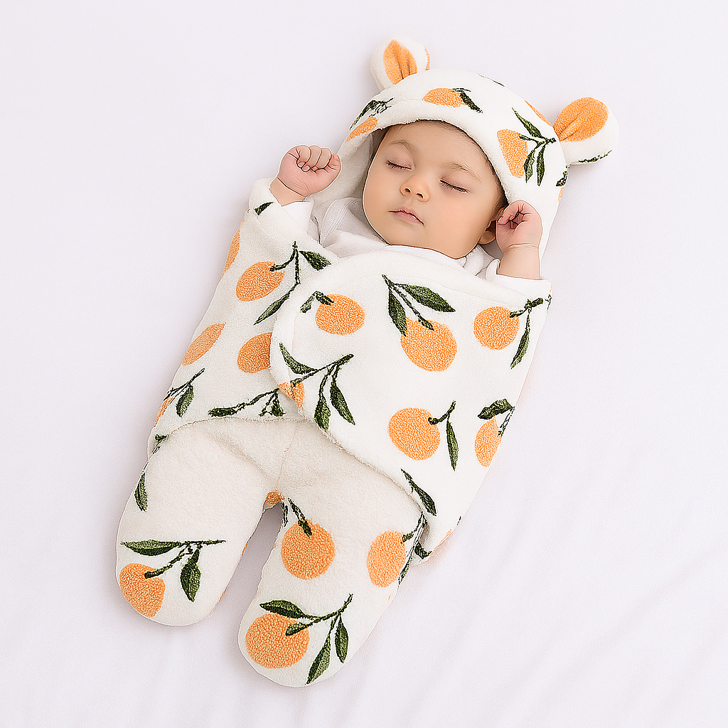 Imported Winter Baby Sleeping Bag Flannel Swaddle Wrap with Legs and Hood Receiving Blanket Sleeping Bag for 0-6 Months