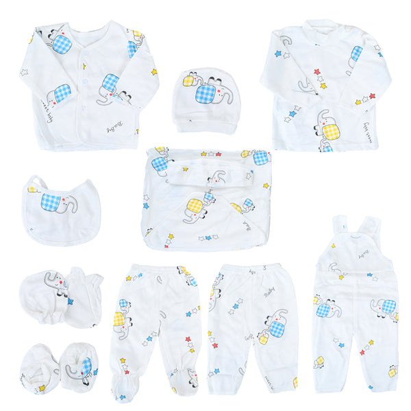 Imported Newborn Cute Bear Baby Set 11 Pcs Full Sleeves Winter Starter Set for 0-6 Months