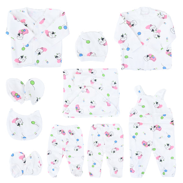 Imported Newborn Cute Bear Baby Set 11 Pcs Full Sleeves Winter Starter Set for 0-6 Months
