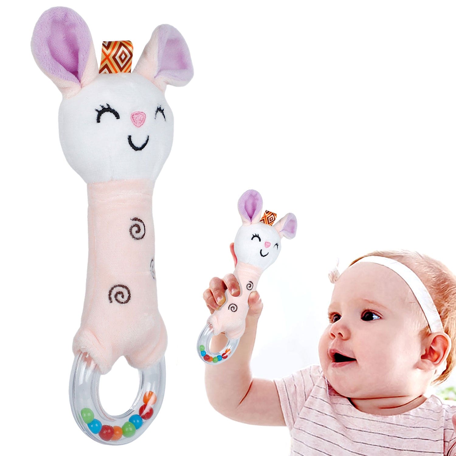 Imported Super Soft Bear Soft Toy Squeaker Sound Handheld Rattle Toy