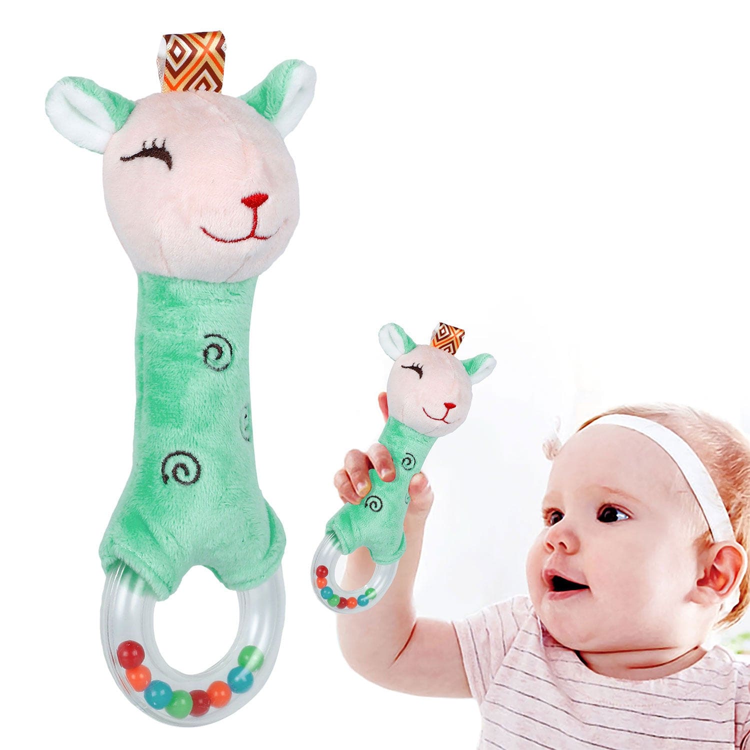 Imported Super Soft Bear Soft Toy Squeaker Sound Handheld Rattle Toy
