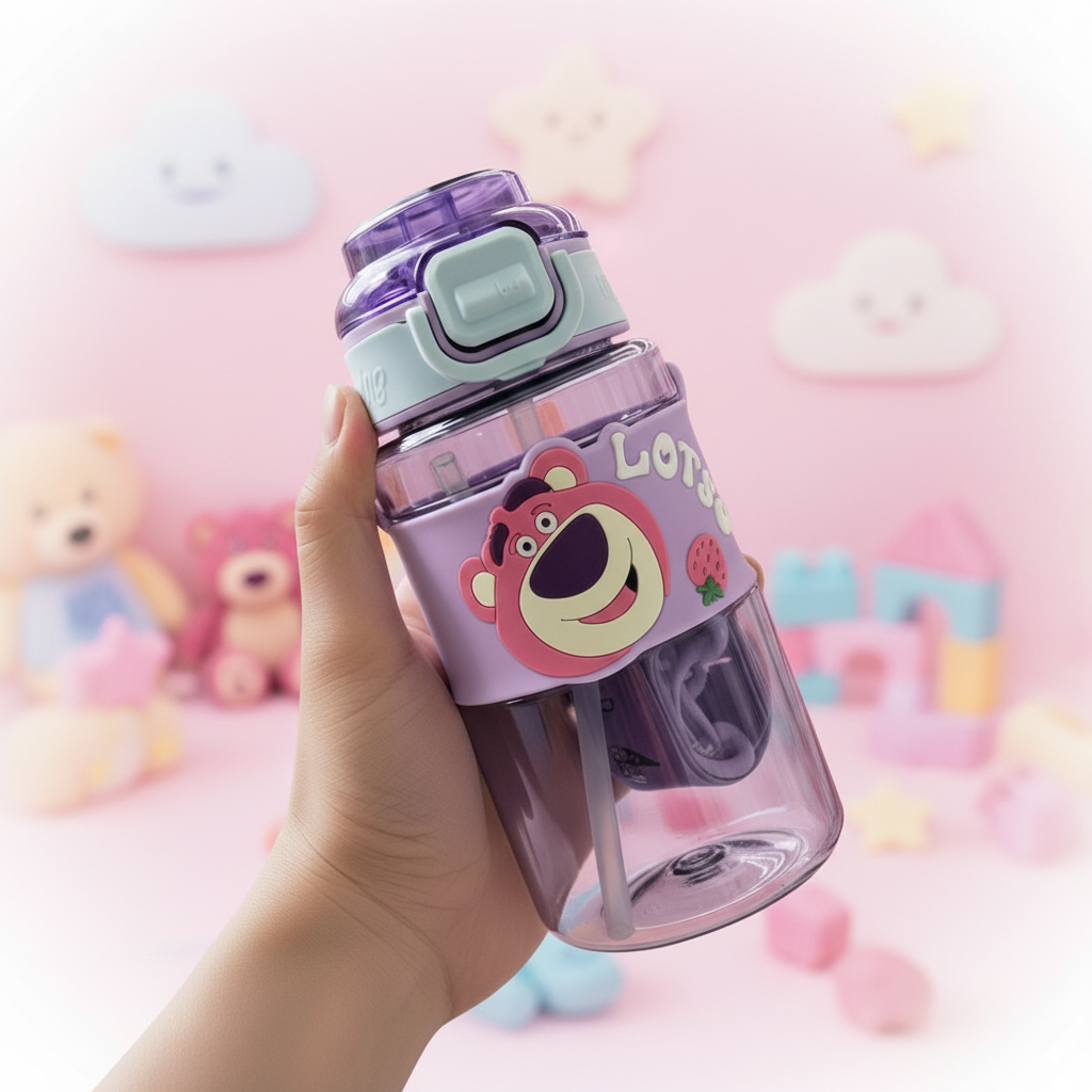 Imported 600ml Kids Sipper Water Bottle with Straw – BPA Free & Portable
