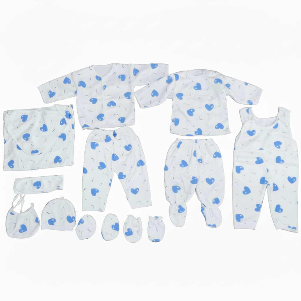 Imported Newborn Cute Bear Baby Set 11 Pcs Full Sleeves Winter Starter Set for 0-6 Months
