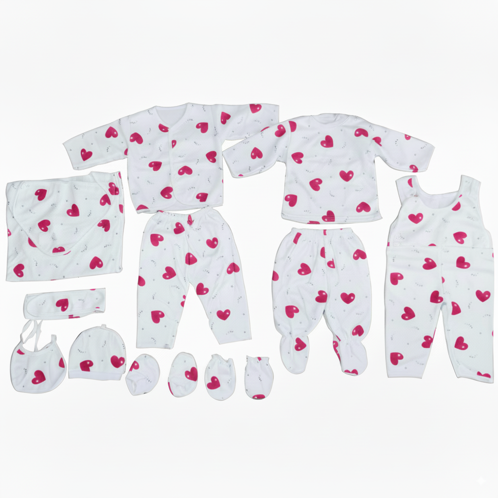 Imported Newborn Cute Bear Baby Set 11 Pcs Full Sleeves Winter Starter Set for 0-6 Months