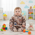 Brown newborn Baby Winter Warm Hoodie Dress for 0-6 Months