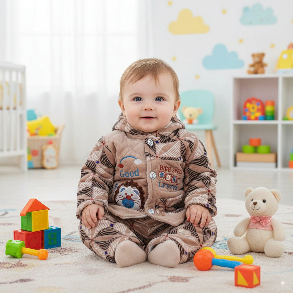 Newborn Baby Winter Warm Hoodie Dress for 0-6 Months