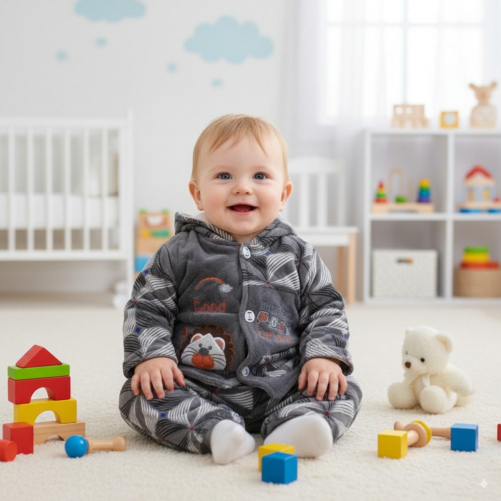 Newborn Baby Winter Warm Hoodie Dress for 0-6 Months