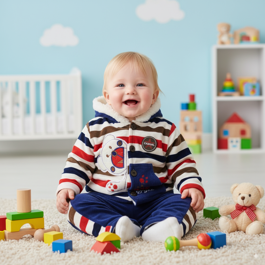 Newborn Baby Winter Warm Hoodie Dress for 0-6 months