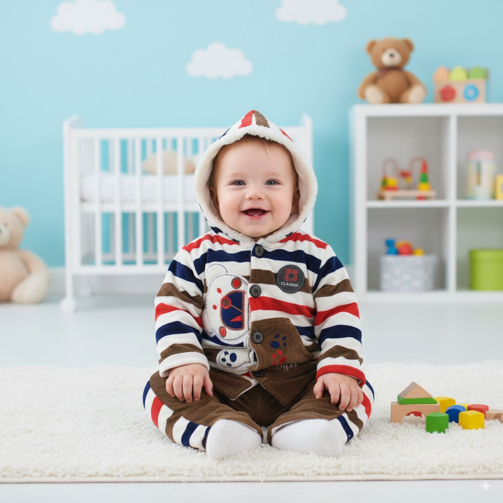 Newborn Baby Winter Warm Hoodie Dress for 0-6 months