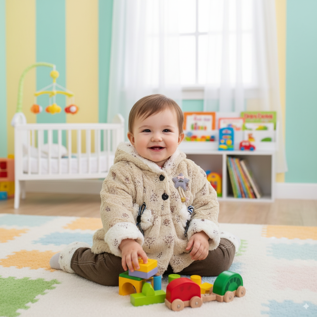Winter Warm Fancy Fur Hoodie Jacket and Trouser Pants for 6 months - 3 years