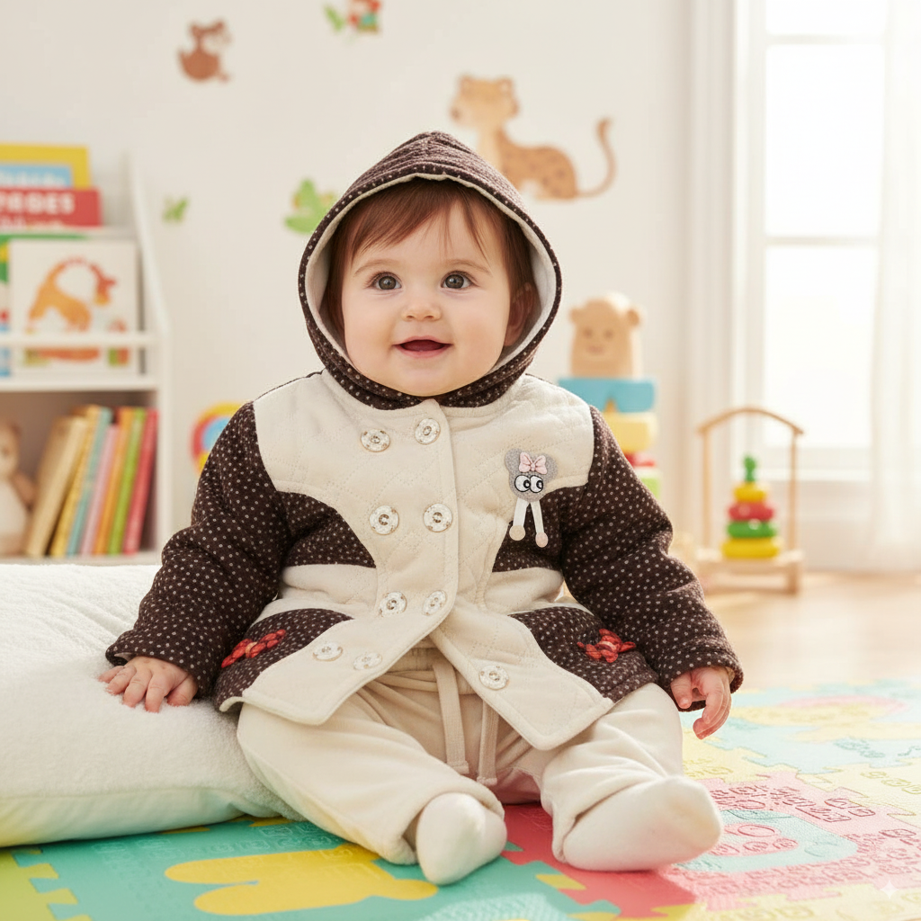 Newborn Baby Winter Hoodie Dress for 0-6 months