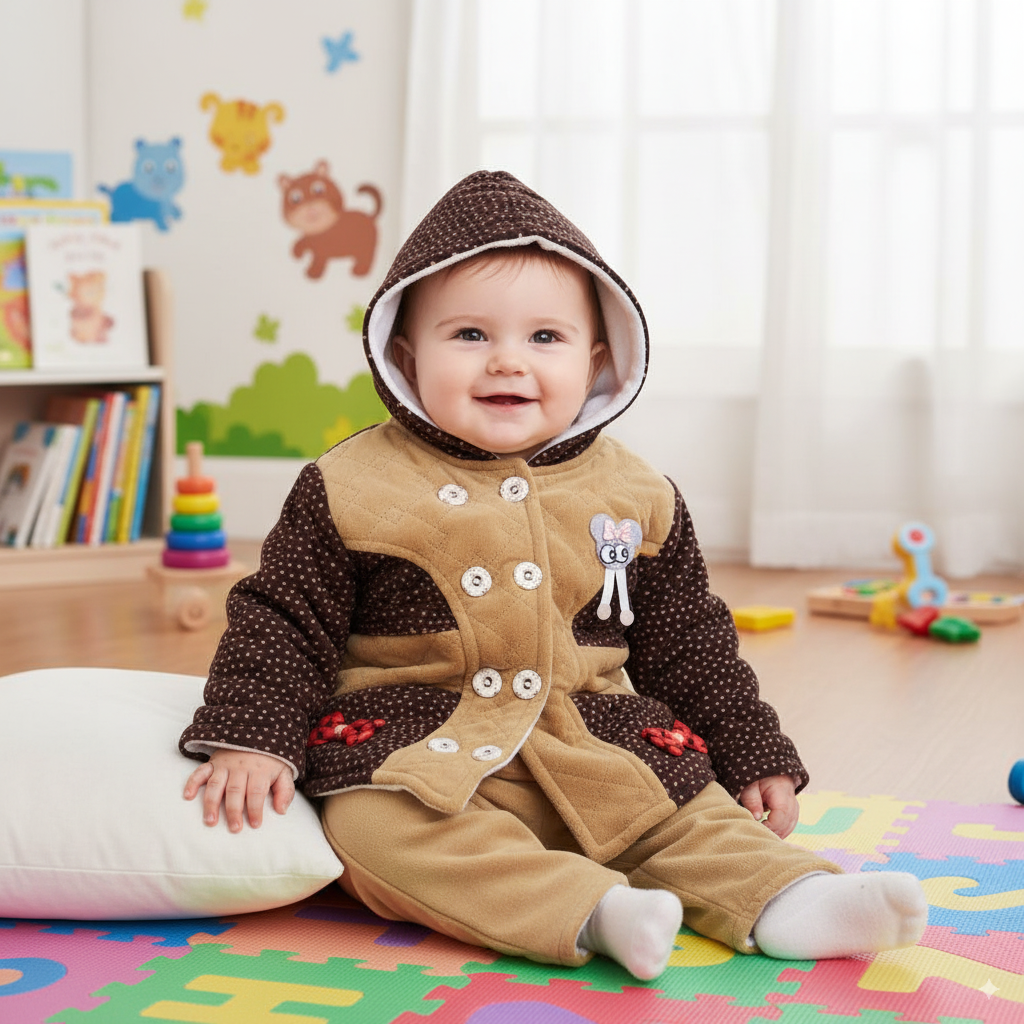 Newborn Baby Winter Hoodie Dress for 0-6 months