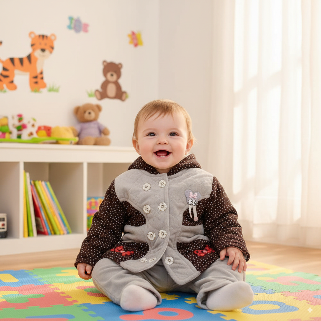 Newborn Baby Winter Hoodie Dress for 0-6 months