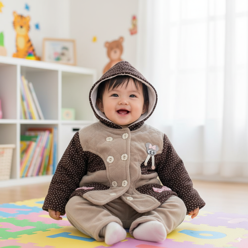 Newborn Baby Winter Hoodie Dress for 0-6 months