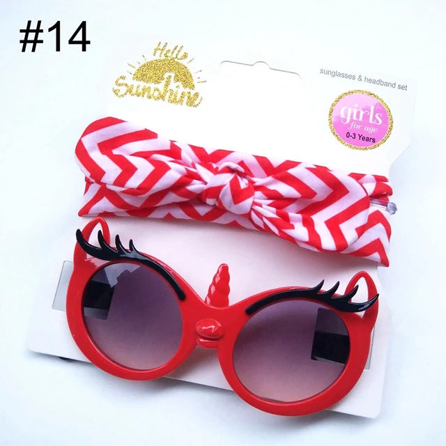Imported Baby Girls Fashion Headband and Sunglasses Set for 0-3 Years