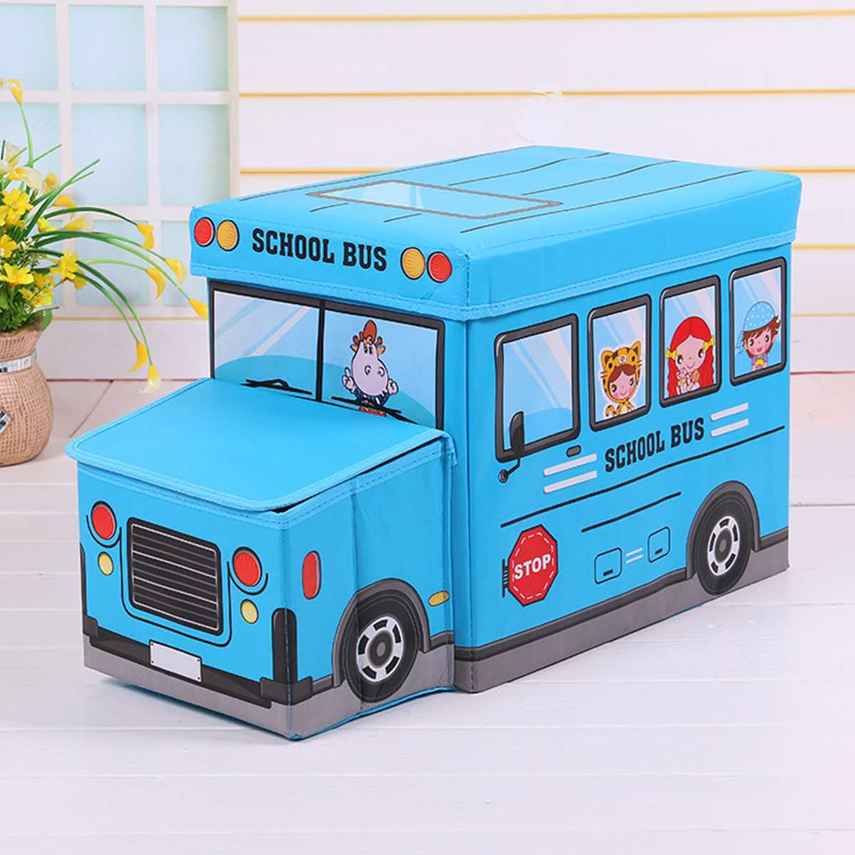 Imported Baby Kids Toy Storage Box School Bus Shape Kids Toys Organizer