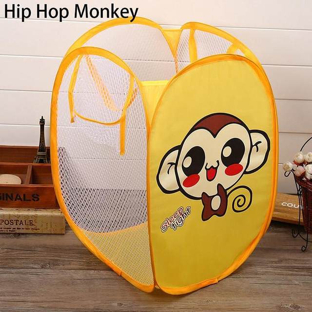 Imported Baby Small Foldable Laundry Basket With Side Mesh Dirty Clothes Toy Basket