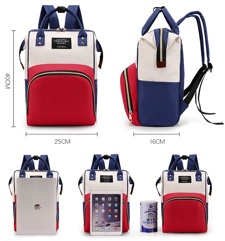 Imported Fashion Waterproof Oxford Mother Diaper Bag Plain Backpack Large Capacity