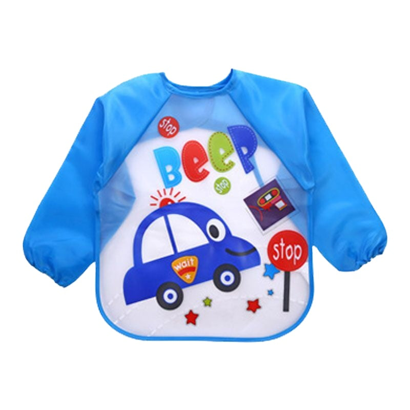 Imported Long Sleeve Waterproof Baby Feeding Children Plastic Apron Bib Toddler