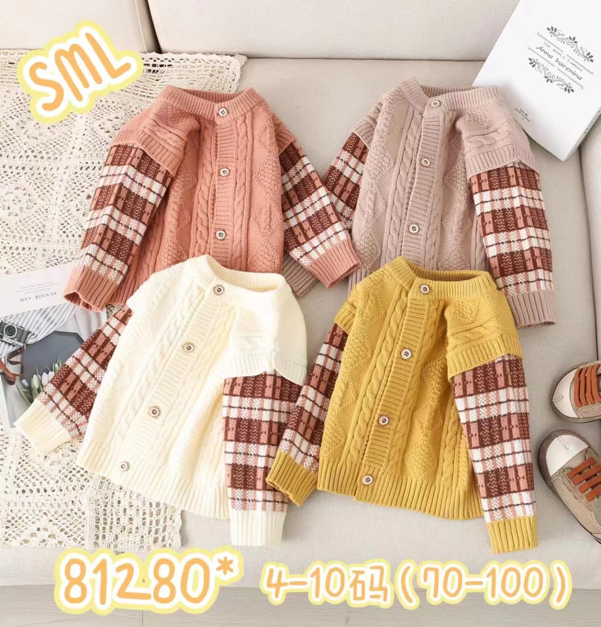 Imported 1 Pc Baby Kids Winter Super Soft Woolen Warm Sweaters Front Buttons Long Sleeve Pullover for 6 -24 Months