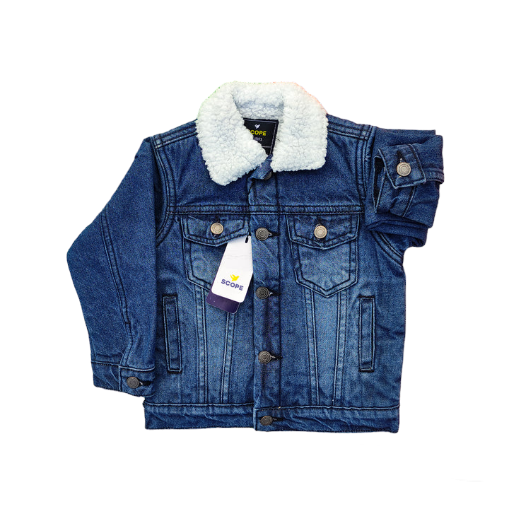 Baby Kids Denim Jacket With Fur for 9 Months - 4 Years