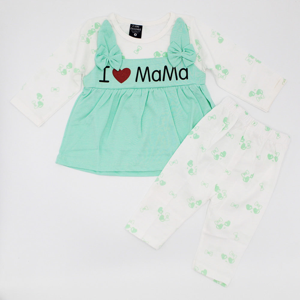 Baby Girl I Love Mama Full Sleeves Dress for 3-9 Months