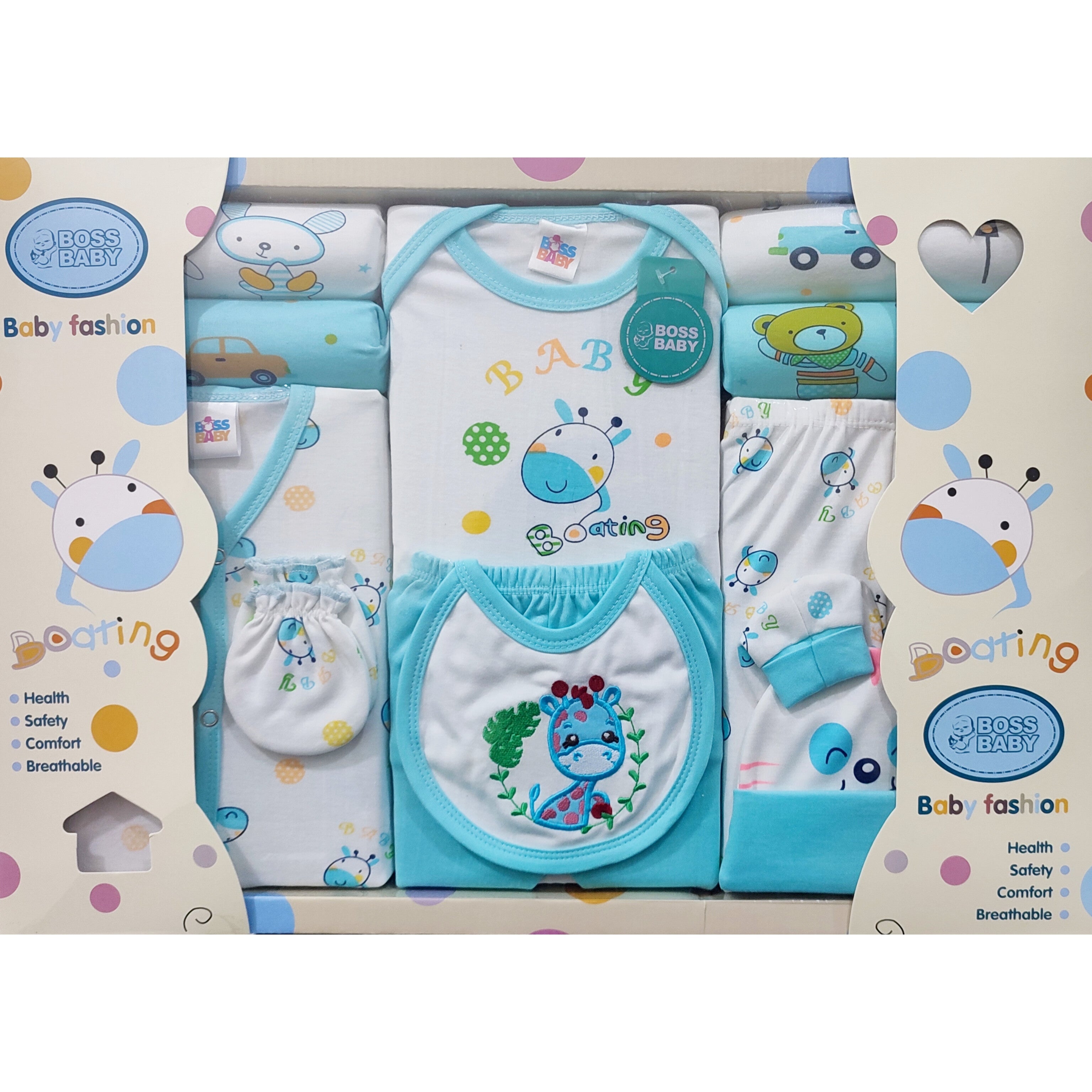 Newborn Baby Gift Box 13 Pcs Cute Giraffe Soft Cotton Summer Starter Set With Wrapping Sheet for 0-6 Months