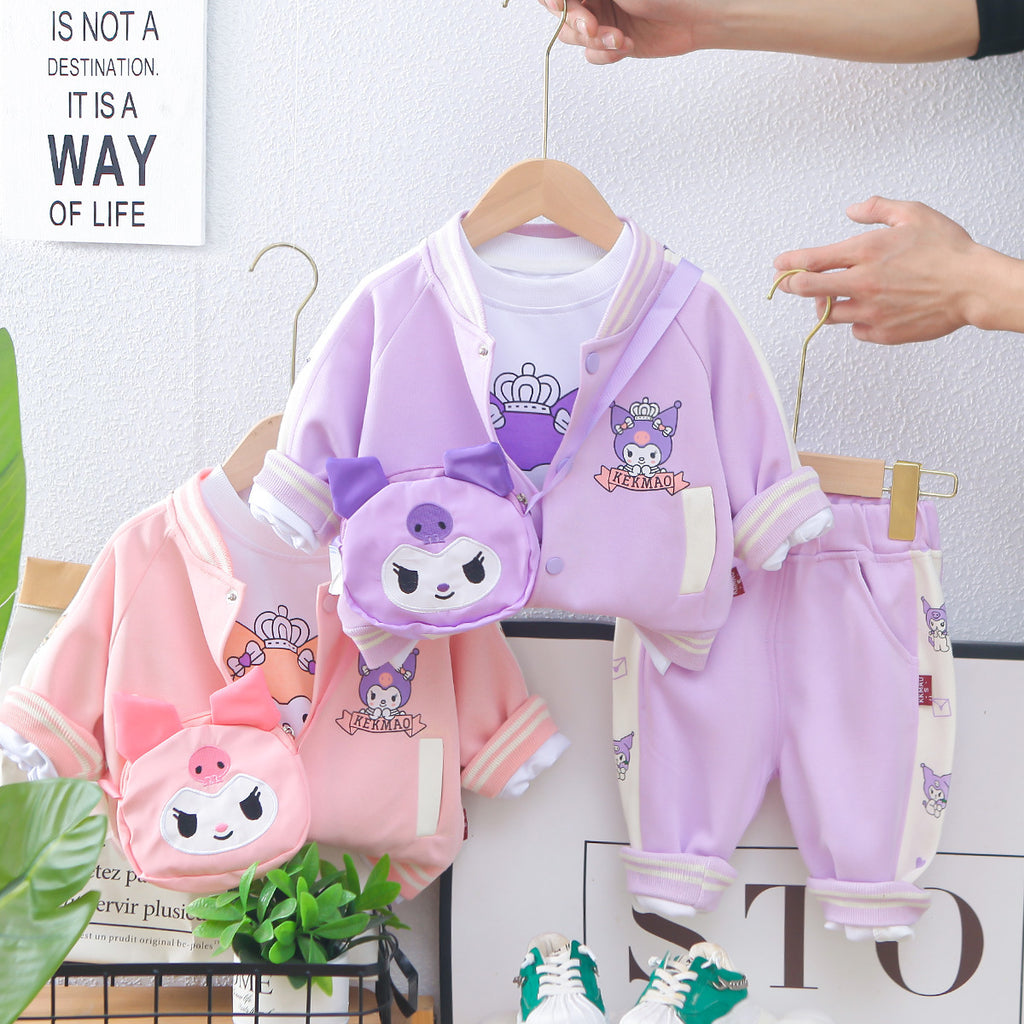 Imported Baby Girls Four-Piece Cute Crown Princess Dress with Shoulder Bag for 6 Months – 4 Years