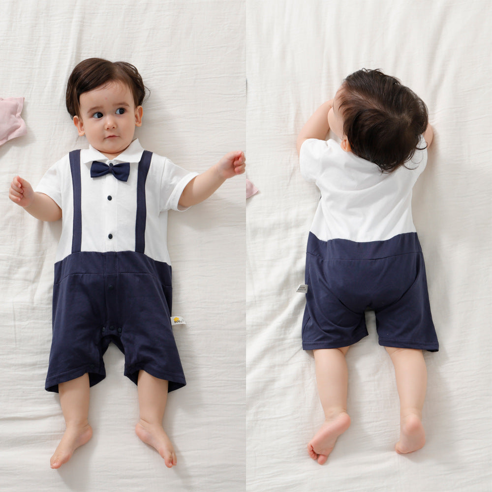 Baby Summer Gentleman Cotton Romper (0–12 Months)