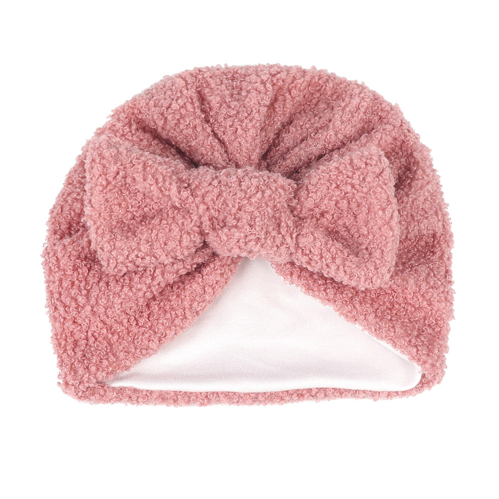 Imported 1 Pc Baby Kids Warm Winter Baby Turban Cap Knitted Hat 3D Bow Children Woolen Hat for 0-3 Years