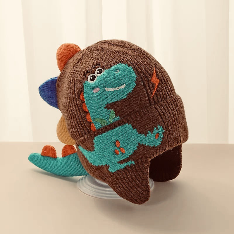 Imported Baby 3D Dino Winter Cap | Soft Woolen Hat for 0–3 Years